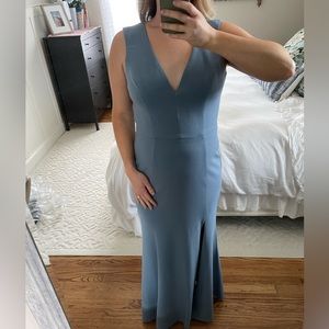 Slate Blue Floor Length Bridesmaid dress